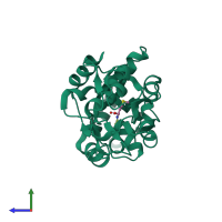 PDB entry 1p99 coloured by chain, side view.