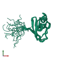 PDB entry 1p9k coloured by chain, ensemble of 20 models, front view.