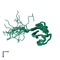 PDB entry 1p9k coloured by chain, ensemble of 20 models, top view.