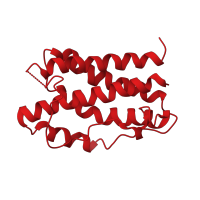 The deposited structure of PDB entry 1p9m contains 1 copy of CATH domain 1.20.1250.10 (Growth Hormone; Chain: A;) in Interleukin-6. Showing 1 copy in chain B.