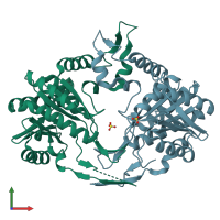 PDB entry 1p9o coloured by chain, front view.