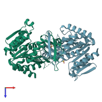 PDB entry 1p9o coloured by chain, top view.