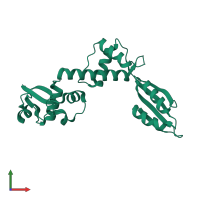 PDB entry 1p9q coloured by chain, front view.