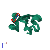 PDB entry 1p9z coloured by chain, ensemble of 21 models, top view.
