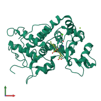 PDB entry 1pa2 coloured by chain, front view.