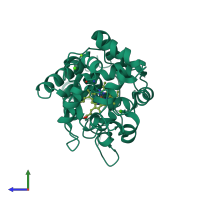 PDB entry 1pa2 coloured by chain, side view.