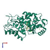 PDB entry 1pa2 coloured by chain, top view.