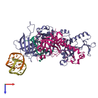 PDB entry 1pa6 coloured by chain, top view.