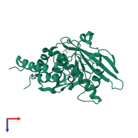 Tyrosine-protein phosphatase YopH in PDB entry 1pa9, assembly 1, top view.