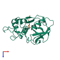 PDB entry 1pad coloured by chain, top view.