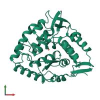 PDB entry 1pah coloured by chain, front view.