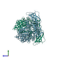 PDB entry 1pam coloured by chain, side view.