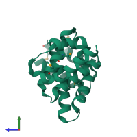 PDB entry 1paq coloured by chain, side view.
