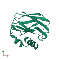 PDB entry 1paz coloured by chain, front view.
