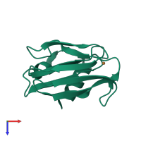 PDB entry 1paz coloured by chain, top view.
