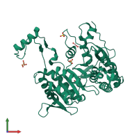 PDB entry 1pb3 coloured by chain, front view.