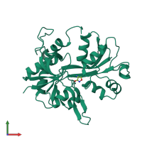 PDB entry 1pb9 coloured by chain, front view.