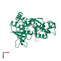 PDB entry 1pb9 coloured by chain, top view.
