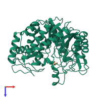 Monomeric assembly 1 of PDB entry 1pbg coloured by chemically distinct molecules, top view.