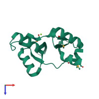 PDB entry 1pbj coloured by chain, top view.