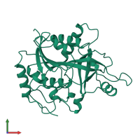 PDB entry 1pbn coloured by chain, front view.