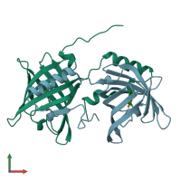 PDB entry 1pbo coloured by chain, front view.