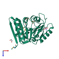 PDB entry 1pbt coloured by chain, top view.