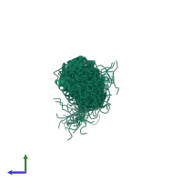 PDB entry 1pc2 coloured by chain, ensemble of 20 models, side view.