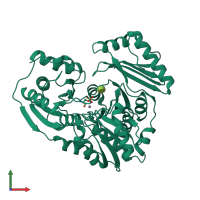 PDB entry 1pcj coloured by chain, front view.
