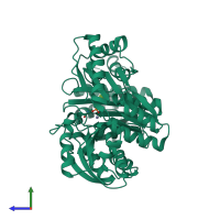 PDB entry 1pcj coloured by chain, side view.