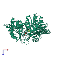 PDB entry 1pcj coloured by chain, top view.