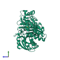 PDB entry 1pcm coloured by chain, side view.