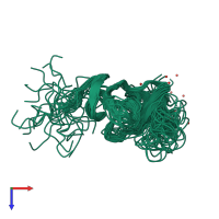 PDB entry 1pco coloured by chain, ensemble of 25 models, top view.
