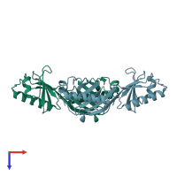 PDB entry 1pcz coloured by chain, top view.