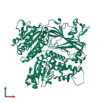 PDB entry 1pd1 coloured by chain, front view.