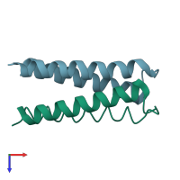 PDB entry 1pd3 coloured by chain, top view.