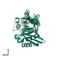 PDB entry 1pda coloured by chain, side view.