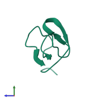 PDB entry 1pdc coloured by chain, side view.