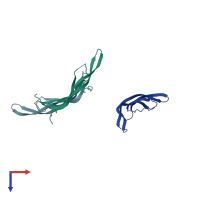 PDB entry 1pdg coloured by chain, top view.
