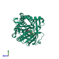 PDB entry 1pdh coloured by chain, side view.