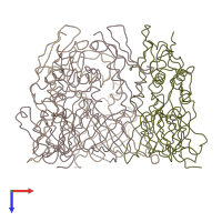 PDB entry 1pdj coloured by chain, top view.