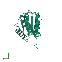 PDB entry 1pdo coloured by chain, side view.