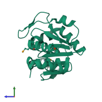 PDB entry 1pdv coloured by chain, side view.