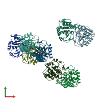 PDB entry 1pdw coloured by chain, front view.