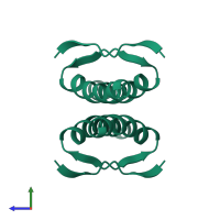 Cellular tumor antigen p53 in PDB entry 1pes, assembly 1, side view.