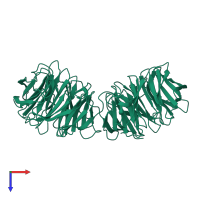 PDB entry 1pev coloured by chain, top view.