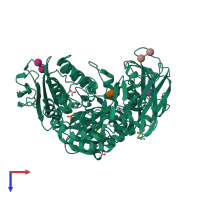 PDB entry 1pez coloured by chain, top view.