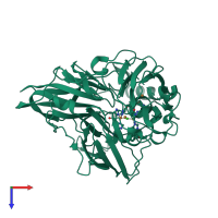 PDB entry 1pf3 coloured by chain, top view.