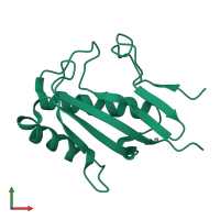 PDB entry 1pf5 coloured by chain, front view.