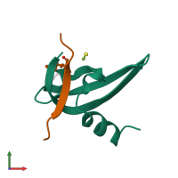 PDB entry 1pfb coloured by chain, front view.